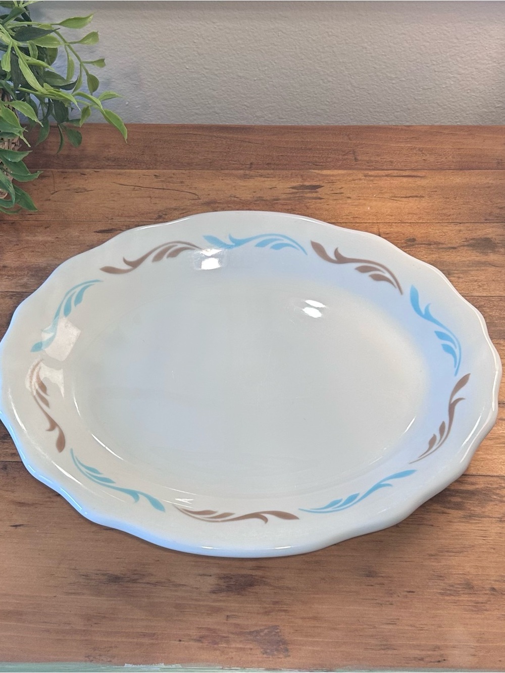 Vintage Jackson China Restaurant Ware Oval Platter XX" Scalloped Fluted Rim MCM